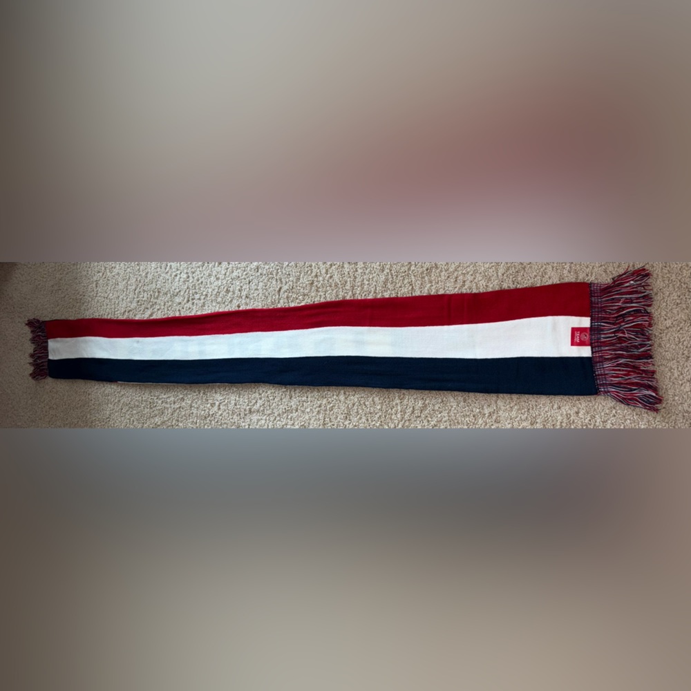 Team USA Olympic Scarf Red White Blue Knit Fringe Winter Sports Fan Gear - Picture 2 of 7
